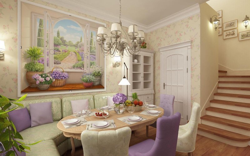Affresco фрески в интерьере кухни