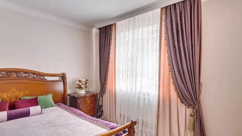 Тройные шторы для спальни