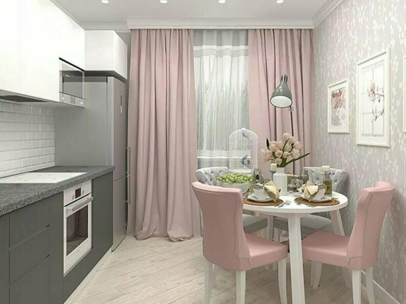 Кухня в розовых тонах