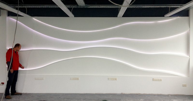 Zaha Hills rifinitura интерьерная стеновая 3d панель из гипса с подсветкой