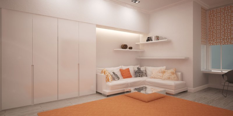 Коричневый диван ikea в интерьере