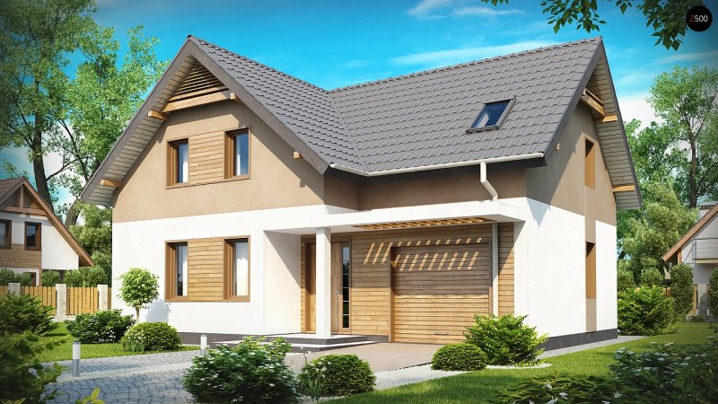 Дом с мансардой и террасой и гаражом 150м2
