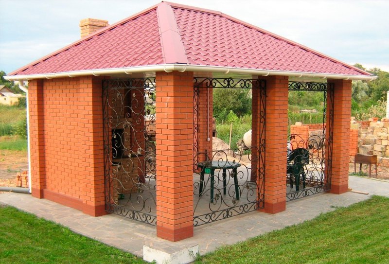 Беседка для дачи из кирпича