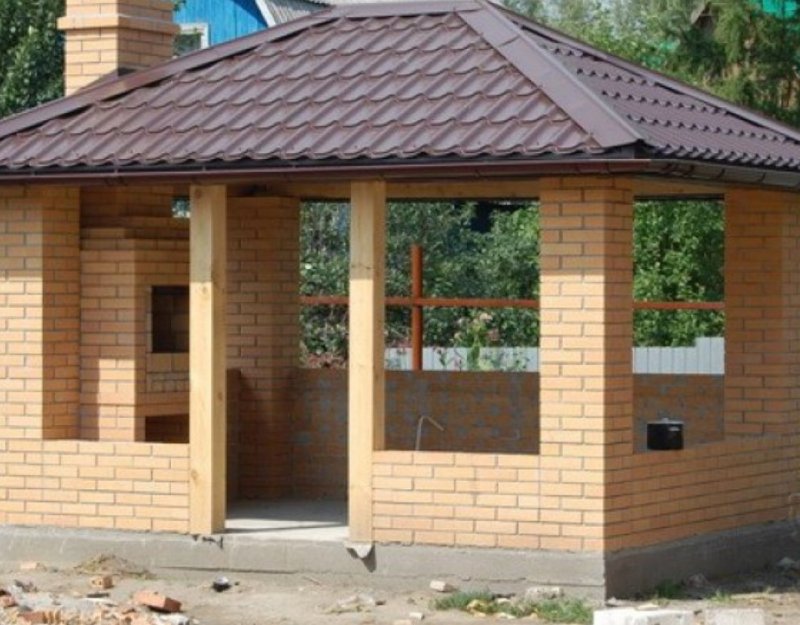 Беседка 3.5х5 из кирпича с барбекю