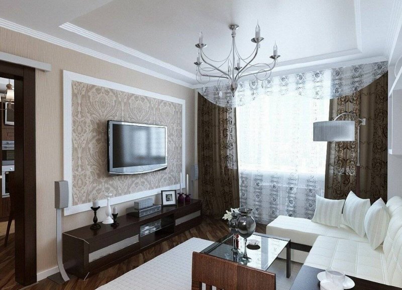 Интерьер квадратной гостиной-с 15м2