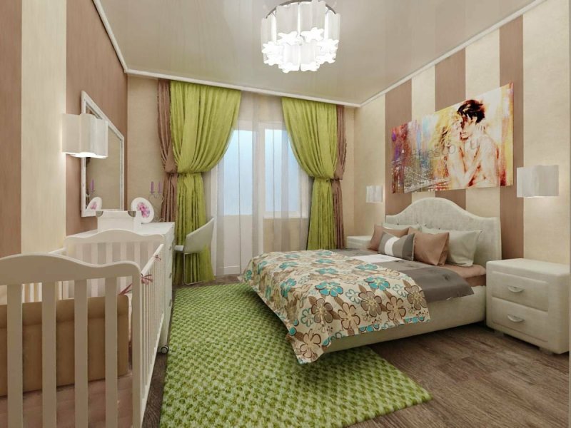 Спальня с детской кроваткой