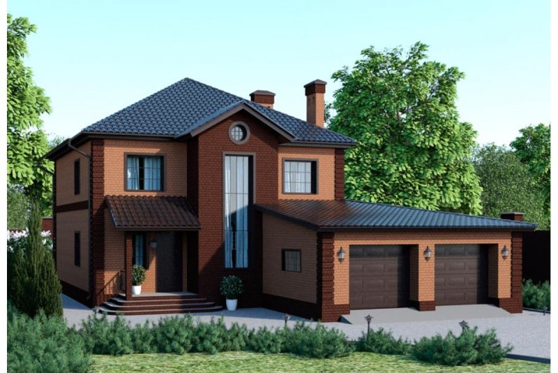 Двухэтажный дом с гаражом проект 100кв.м из газобетона