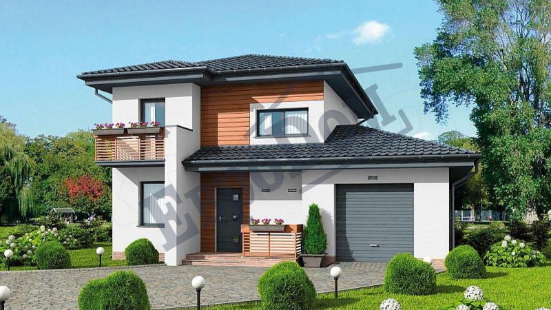 Дом с мансардой и террасой и гаражом 150м2