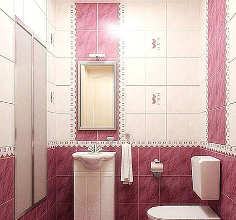 Розовый цвет плитки туалет
