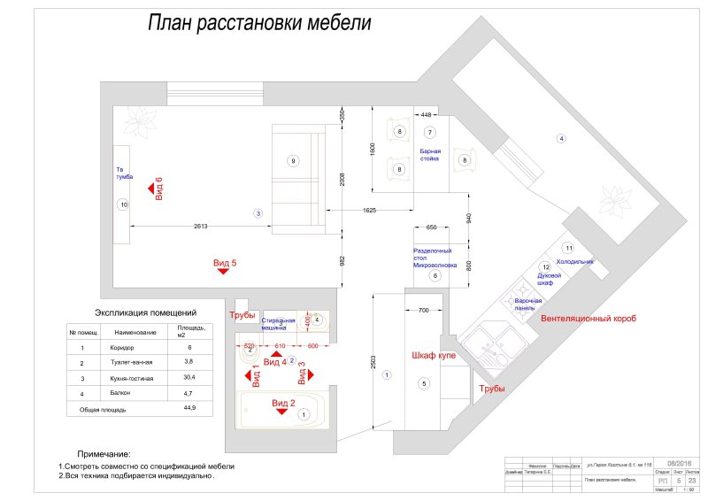 План расстановки мебели в кафе