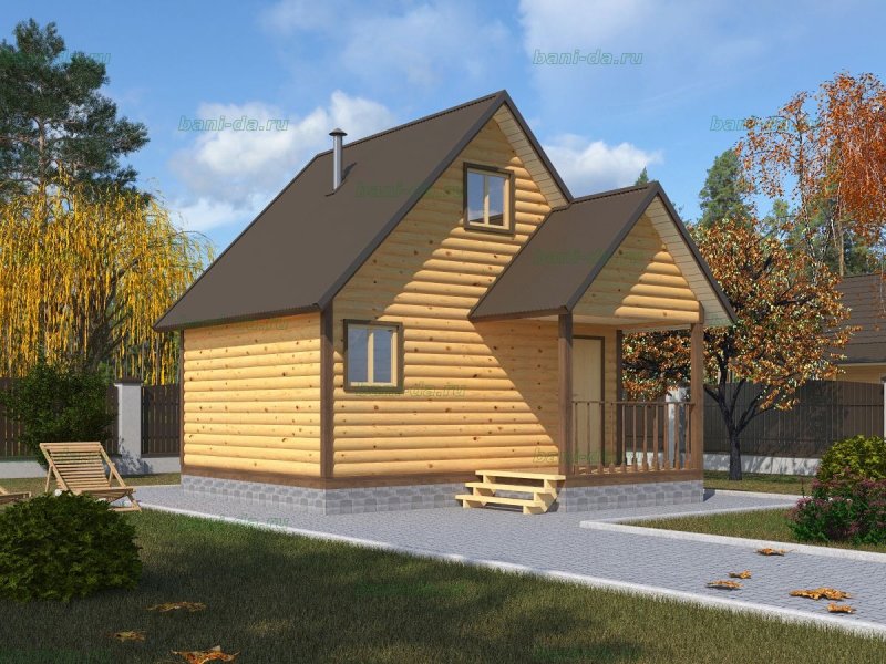 Баня из ОЦБ С мансардой