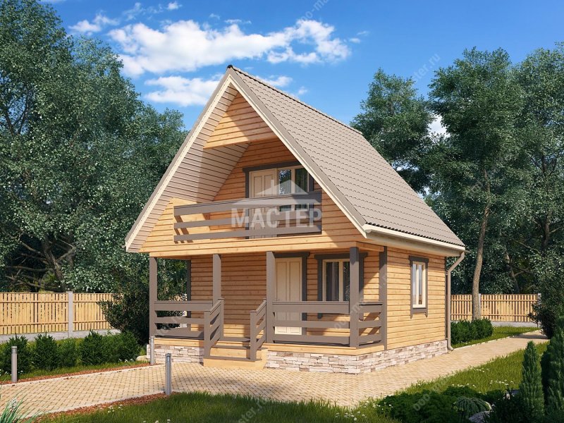 Баня из оцилиндрованного бревна с мансардой