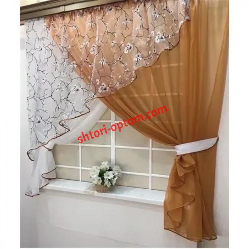 Шторы на кухню длинные