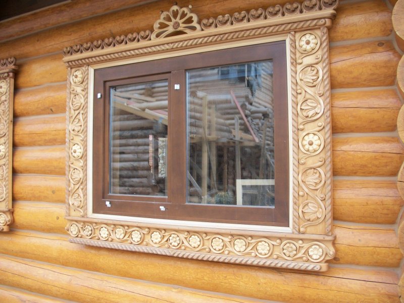 Наличники на окна в бревенчатом доме