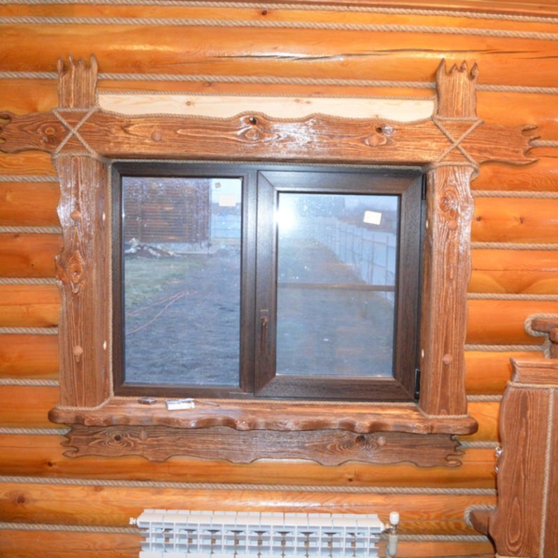 Наличники на окна в деревянном срубе