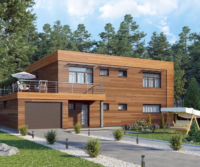 Дом с плоской крышей монолит 170 м