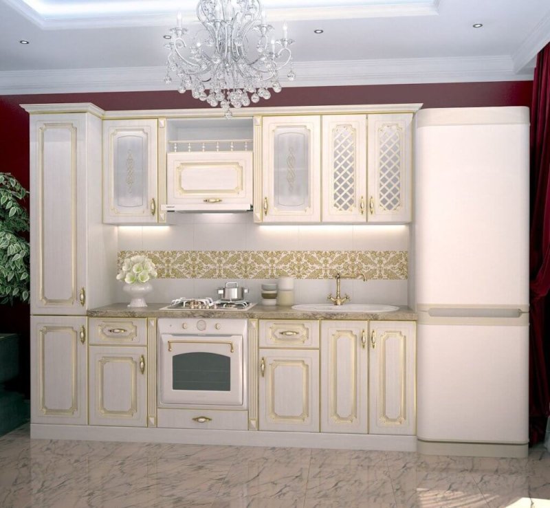Кухни беж с патиной классика