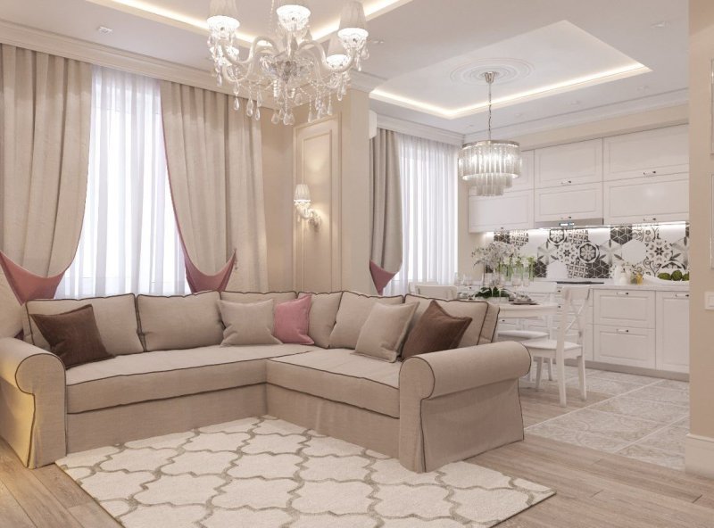 Кухня с гостинной 20кв м интерьер
