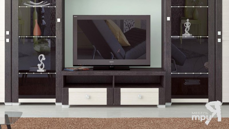 Тумба ТРИЯ TV-15, венге цаво/белый