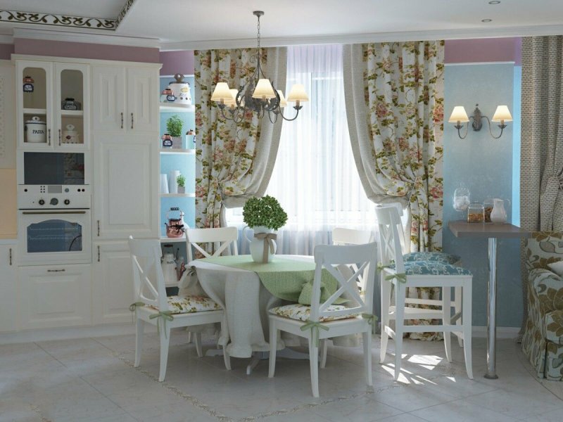 Лавандовая кухня в стиле Прованс