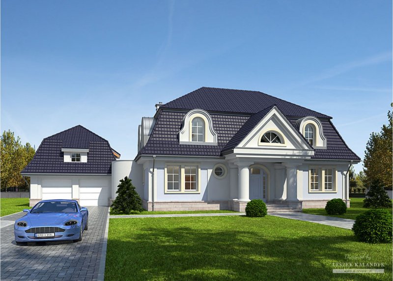 Дом с мансардой и гаражом r 1550