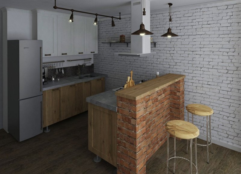 Кухня лофт 10 м 2