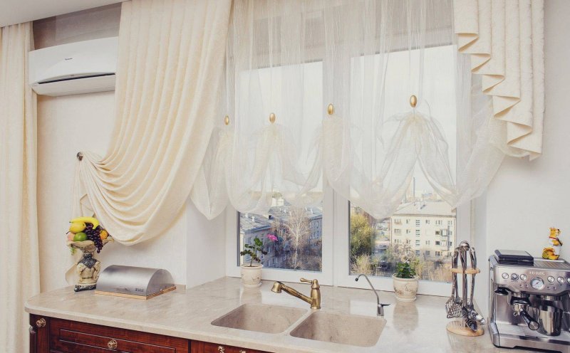 Кухонная занавеска TG Home №420 сиреневая 300*160