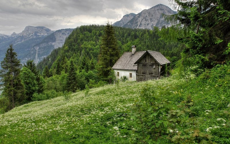 Хижина в горах Швейцарии