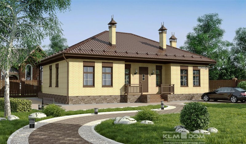 Одноэтажный дом из кирпича