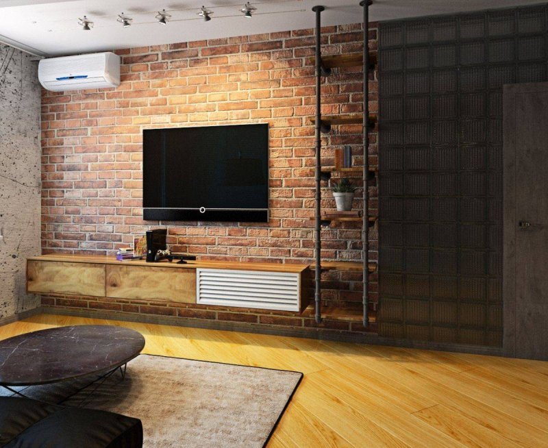 Интерьер лофт гостиная 15кв