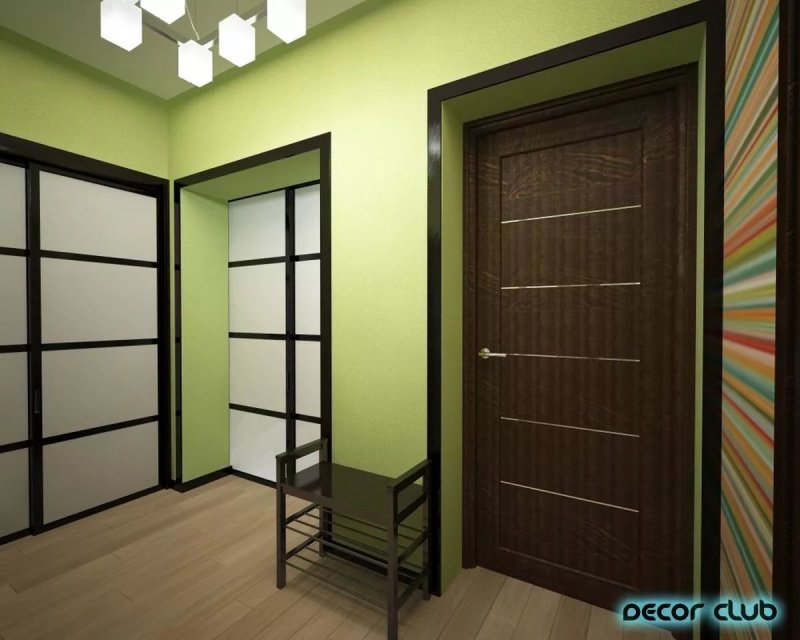 Фисташковые стены в прихожей