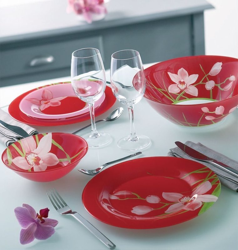 Столовый сервиз Luminarc Red Orchis 46 предметов n4828