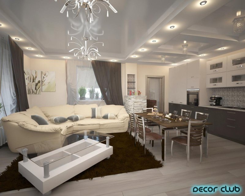 Кухня гостиная в коттедже