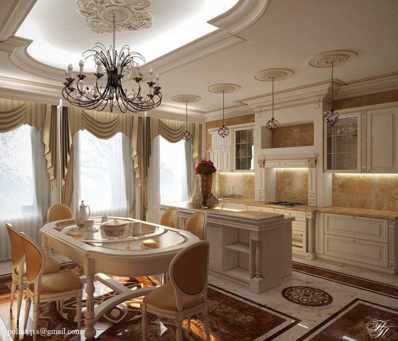 Интерьер кухни в частном Доинт