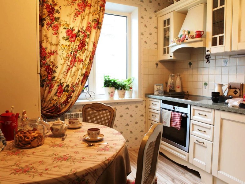 Кухни реальные фото в квартирах обои в мелкий цветочек