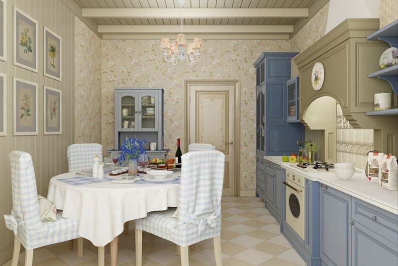 Интерьер кухни 8м2 Прованс