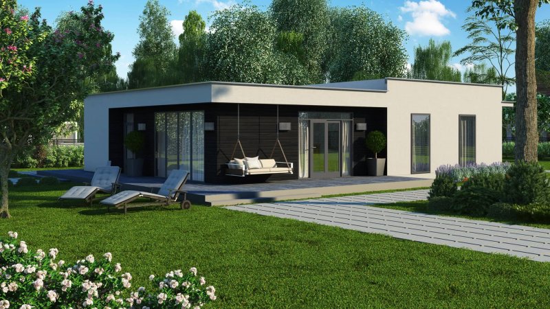 Дом с плоской крышей 1 этаж 120кв