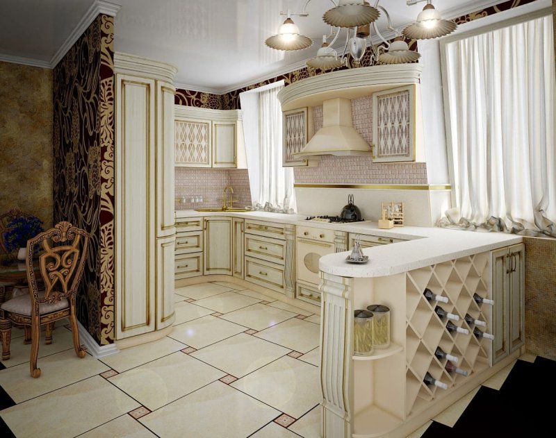 Красивые светлые кухни классика