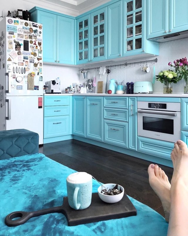 Кухонный гарнитур ikea бирюзового цвета