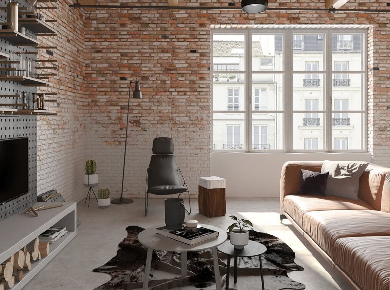 Loft Interior Design кирпич
