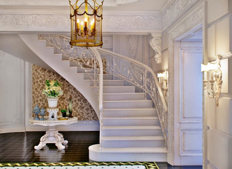 Лестница мрамор интерьере