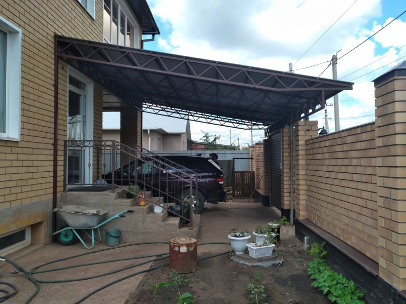 Гараж с плоской крышей пристроенный к дому
