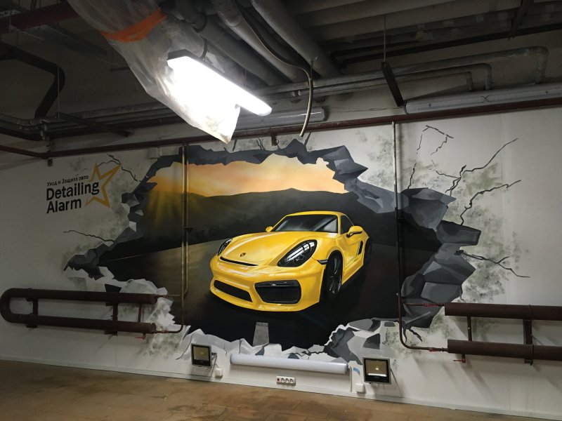 Роспись на стене автомобиль