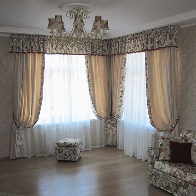 Угловые шторы для зала
