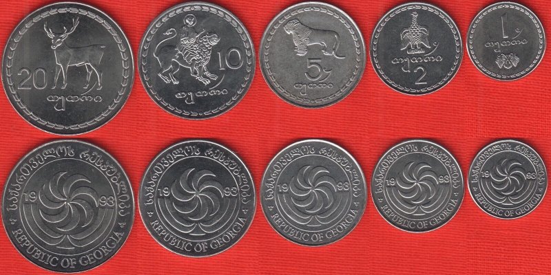 Грузия 10 тетри 1993 UNC