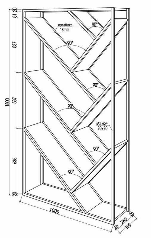 Akur Loft Dayton стеллаж чертеж
