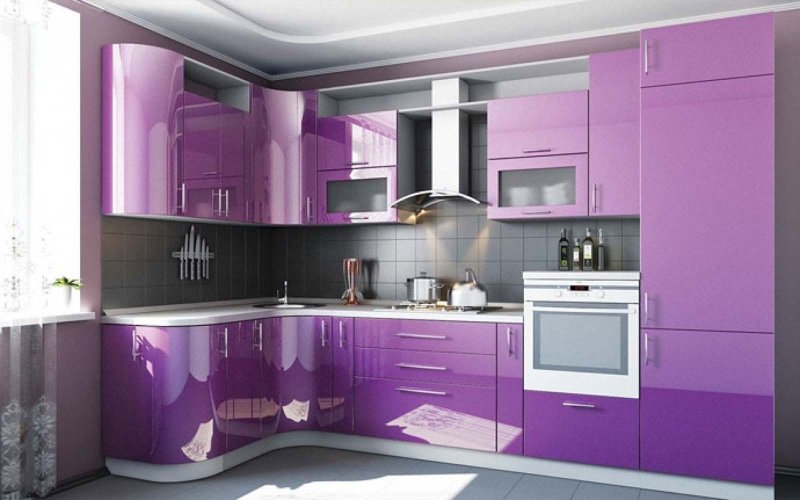 Фиолетовые кухни угловые