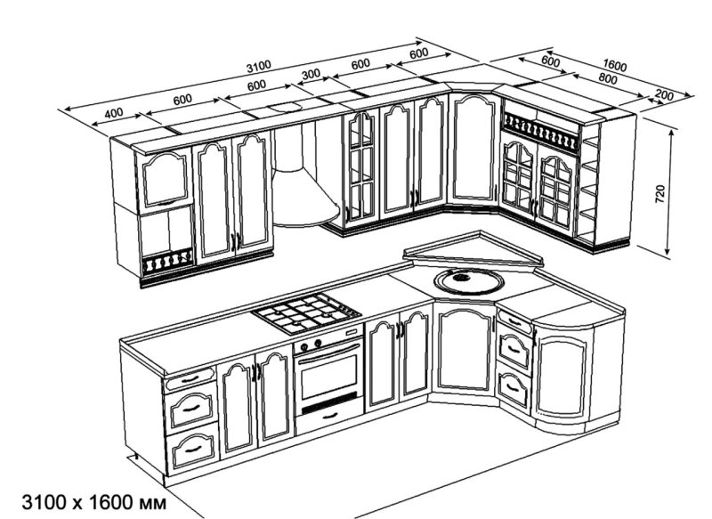3cad кухни чертеж