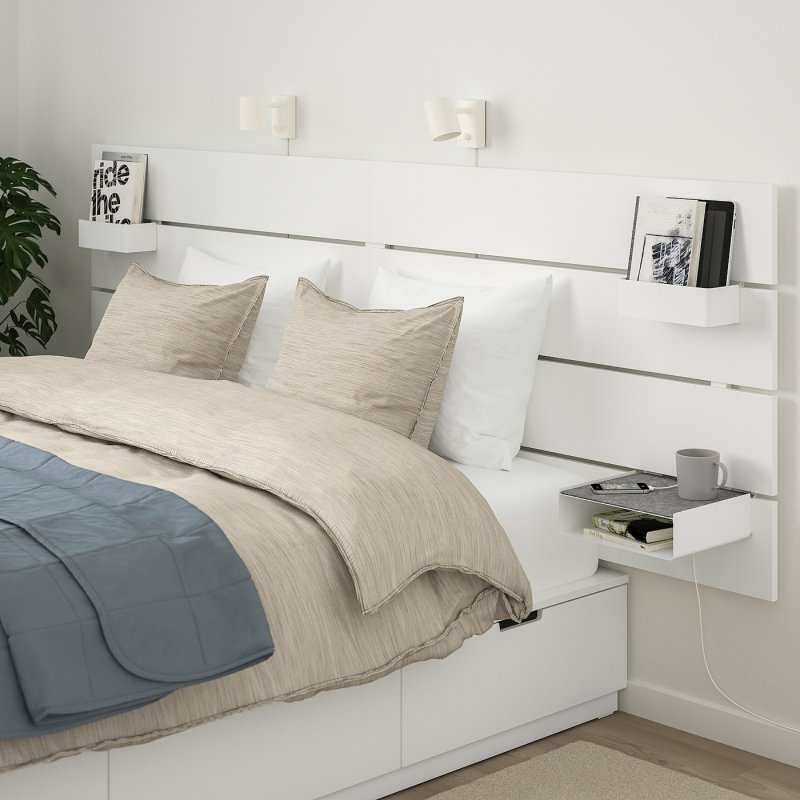 Nordli НОРДЛИ каркас кровати/отд д/хран/изголовье, белый180x200 см