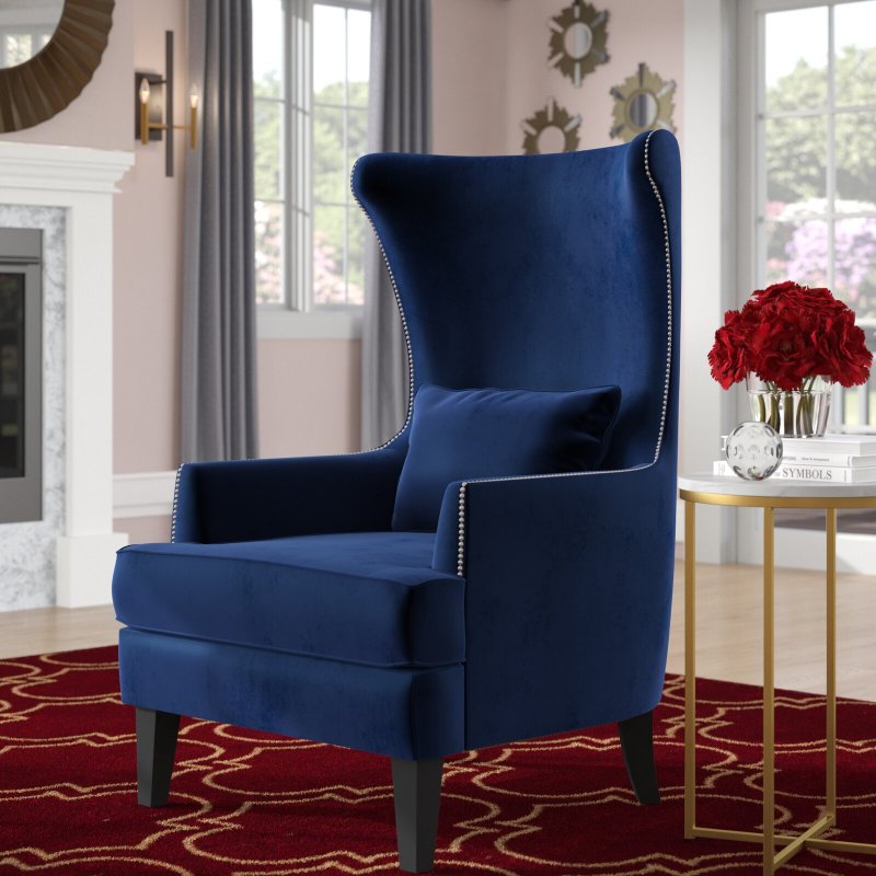 Velvet Wingback Chair